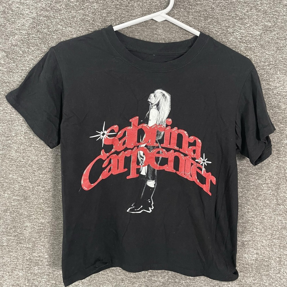 Sabrina Carpenter Shirt Womens XS Black Graphic Tour Music Tee T-Shirt Top